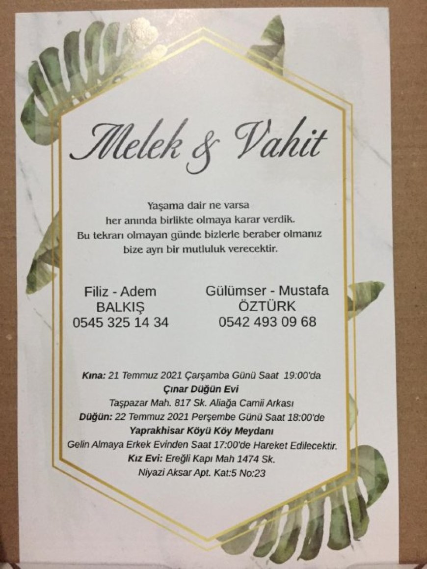 Melek ve Vahidin Düğün Törenleri