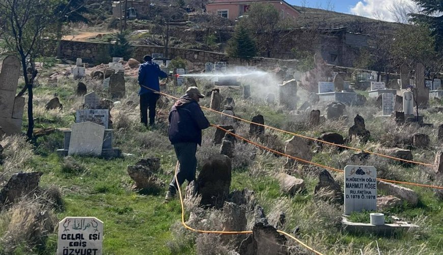 Yaprakhisar Köy Mezarlığında İlaçlama Çalışması Gerçekleştirildi